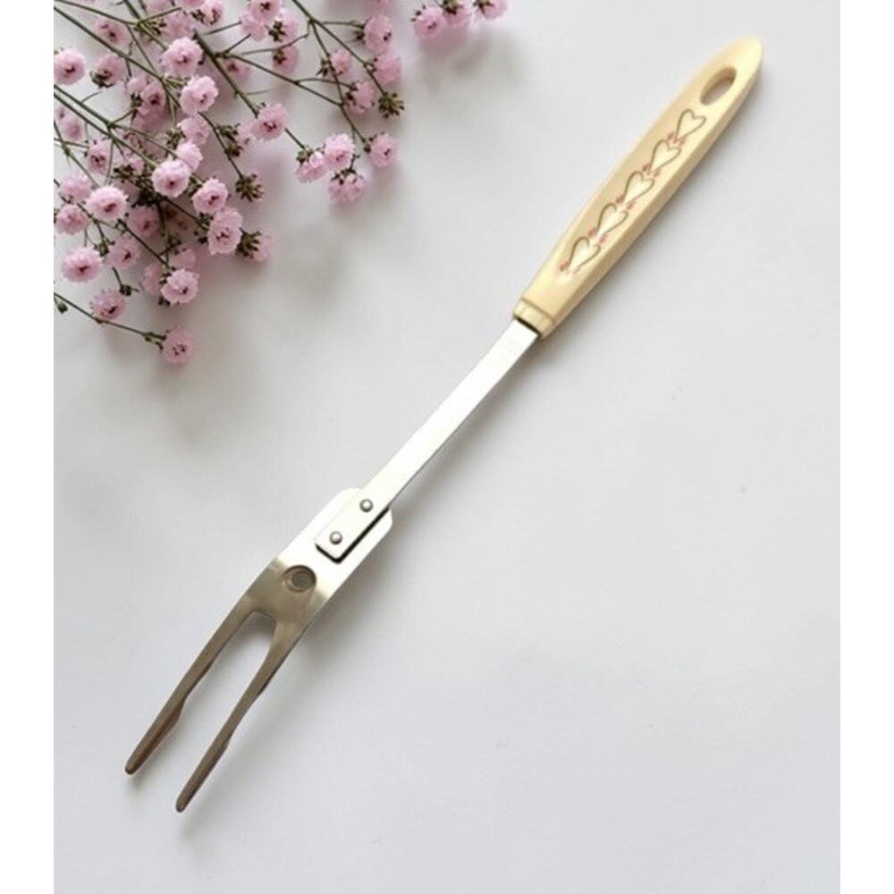 VINTAGE MEAT FORK 2 Prong ANDROCK Stainless 12" USA Hearts 3381-60